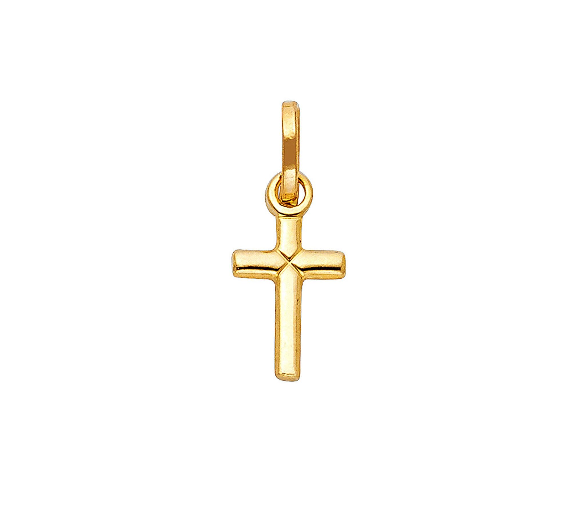 product image of a gold cross charm pendant on a white backdrop