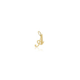 image of a gold pendant with a cursive letter a against a white background 
