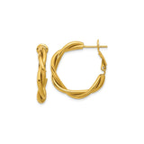 product image of gold twisted hoops against a white backdrop