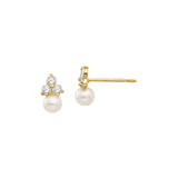 14K Cultured Pearl and Stone Stud Earrings