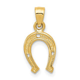 Gold horseshoe pendant on a white background